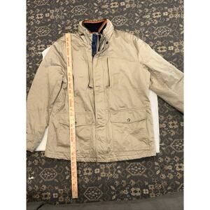 Banana Republic Mens XLTan Military Barn Coat Jacket Cotton Hooded Quilted